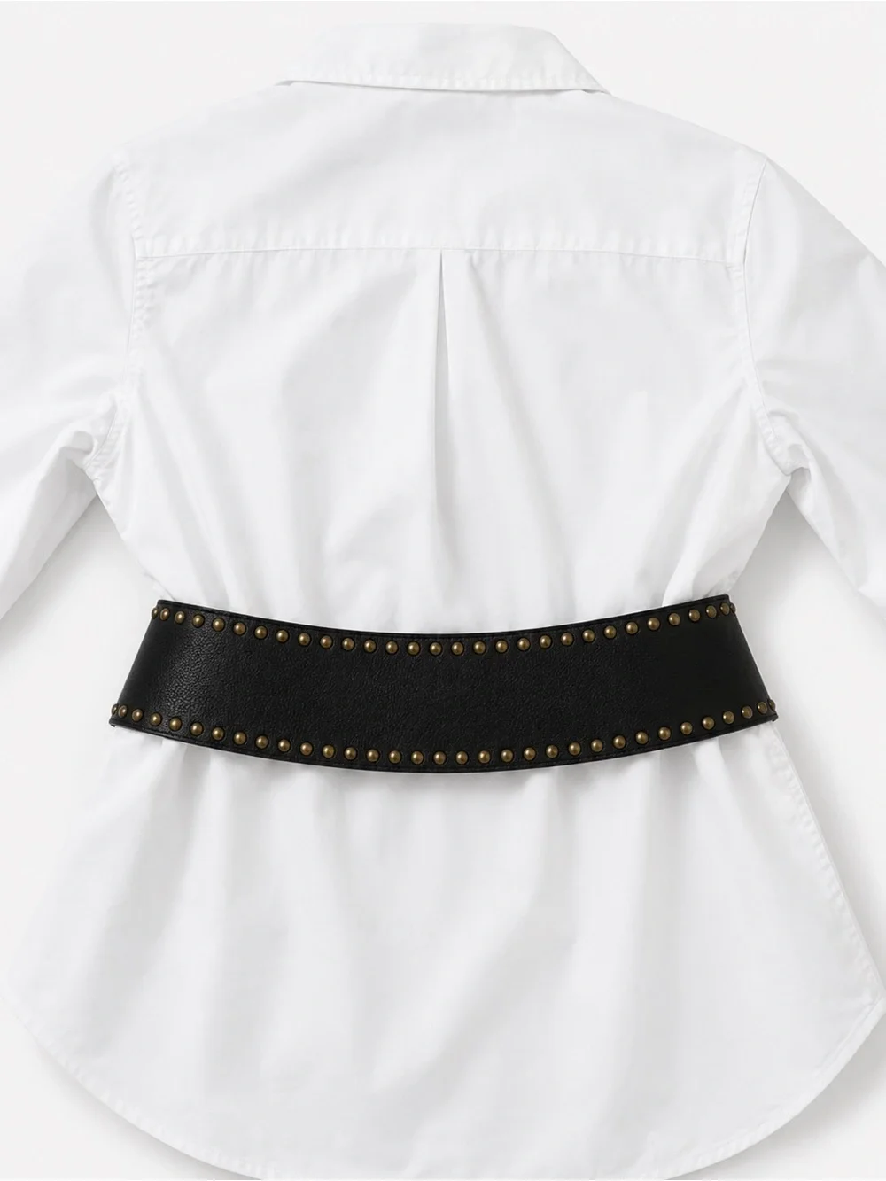 Black Wide Studded Waist Belt Gold Buckle Boho Western Statement 40”